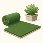 Kunstrasen für Garten und Terrasse – KI-Sortimentsillustration