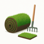 Premium-Rollrasen – KI-Sortimentsillustration